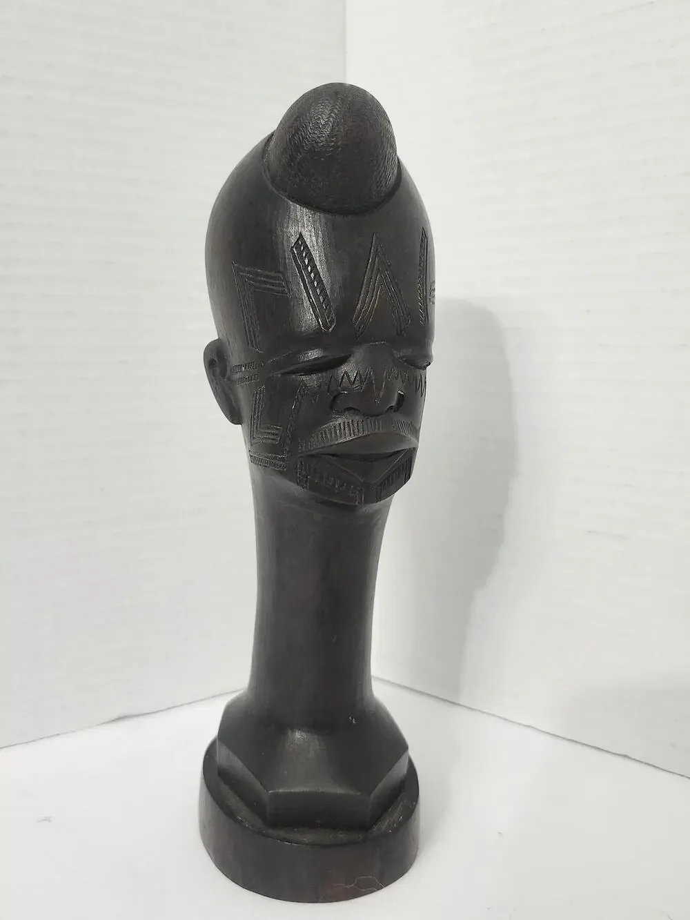 African Makonde Hand Carved Ebony Wood Head Bust Sculpture